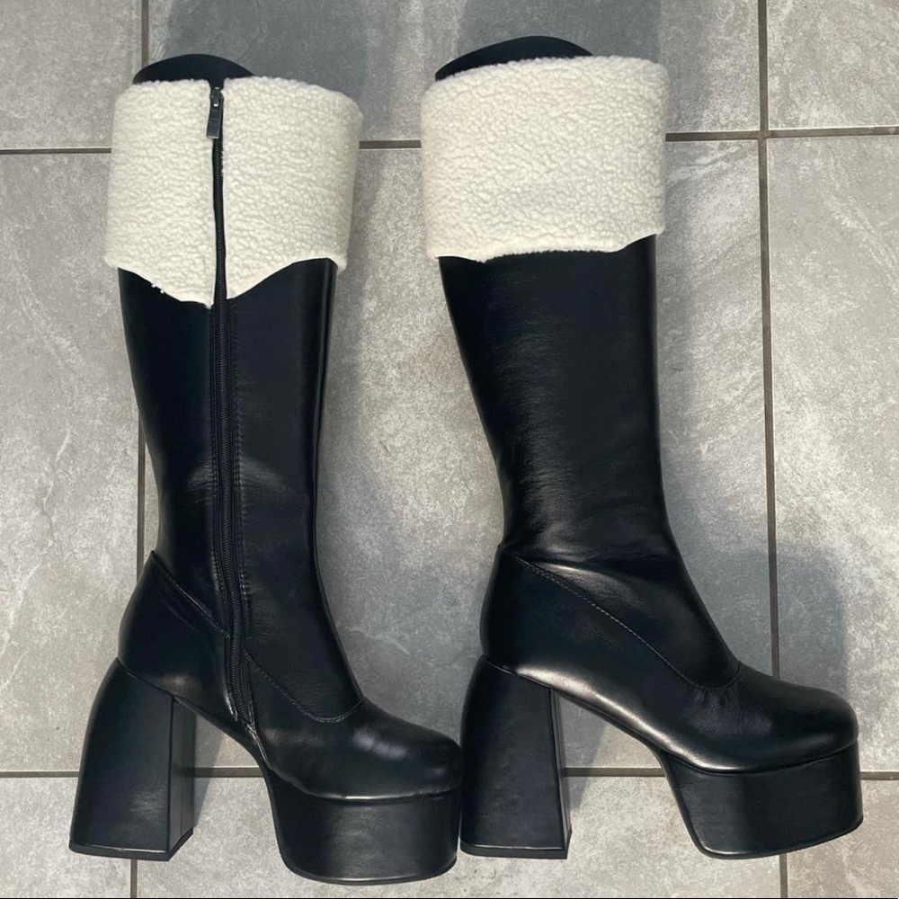 Never worn platform leather boots